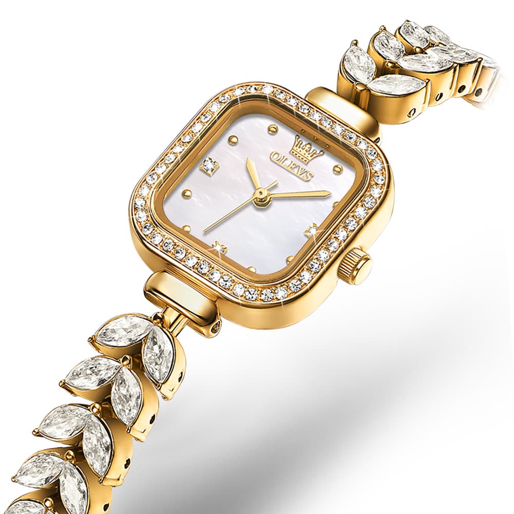 OLEVS 9987 Mermaid Crystal Bracelet Square Watch for Women