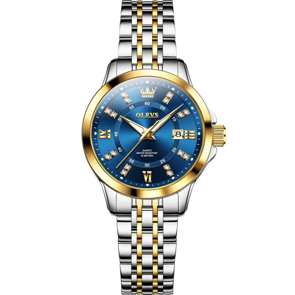 OLEVS 3620 Classic Diamond Quartz Steel Watch for Women