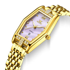 OLEVS 3699 Tonneau Geometric Crystal Womens Dress Watch