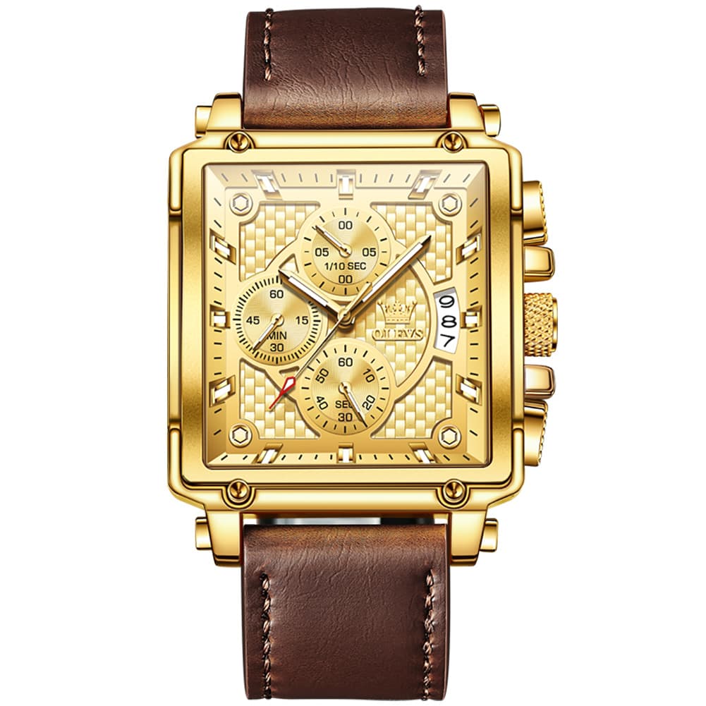 OLEVS 9925 Riveted Square Chronograph Watch for Men