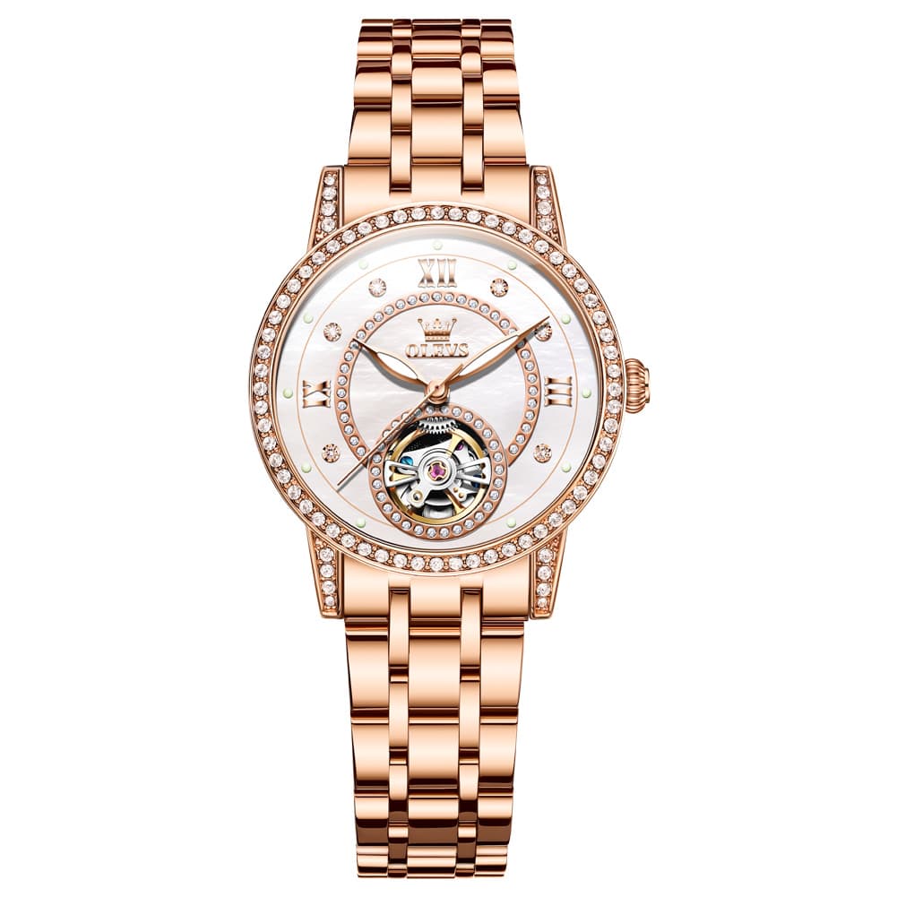 OLEVS 7036 Open Heart Automatic Watch For Women