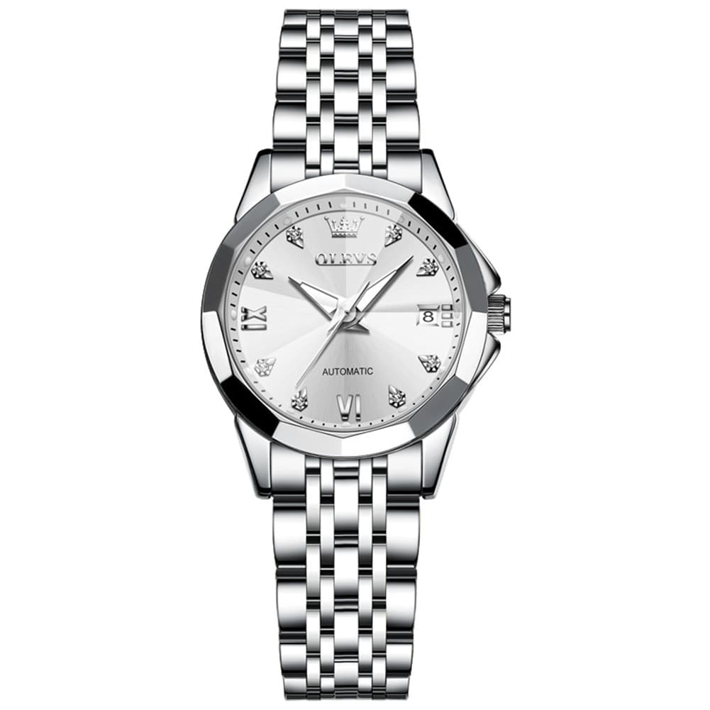 OLEVS 3D Diamond Cut Mirror Automatic Mechanical Watch 9982 for Women