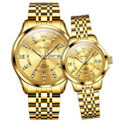 OLEVS 3620Q Classic Diamond Quartz Couple Watches Set
