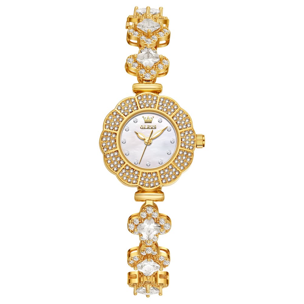 OLEVS 9813 Diamond Petal Bracelet Women Quartz Watch