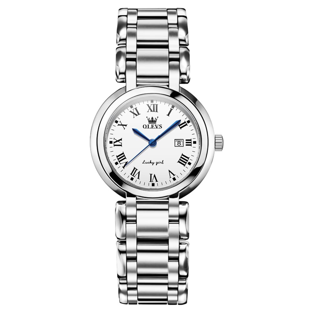 OLEVS Women Lucky Diamond Dress Watch Stainless Steel Quartz Date 5575