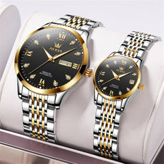 OLEVS 6673 Diamond Automatic Couple Watches Set