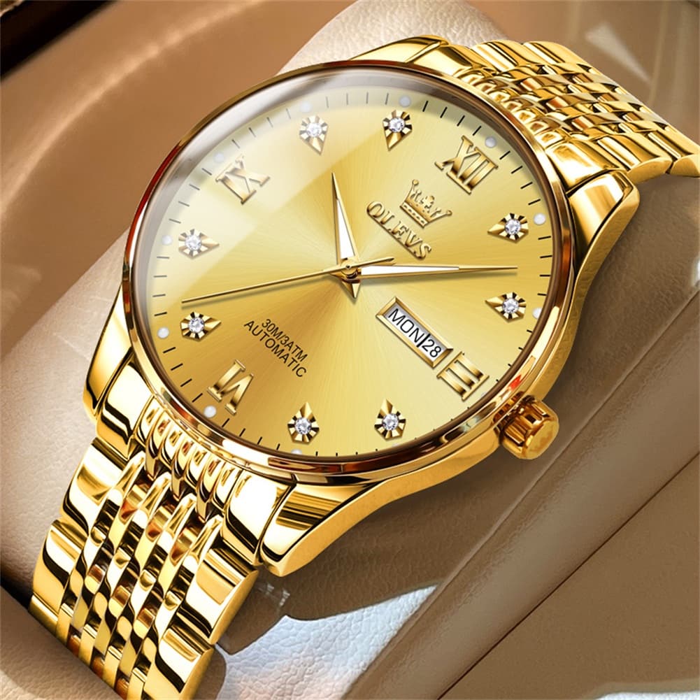 OLEVS 6673 Diamond Mechanical Stainless Steel Watch for Men