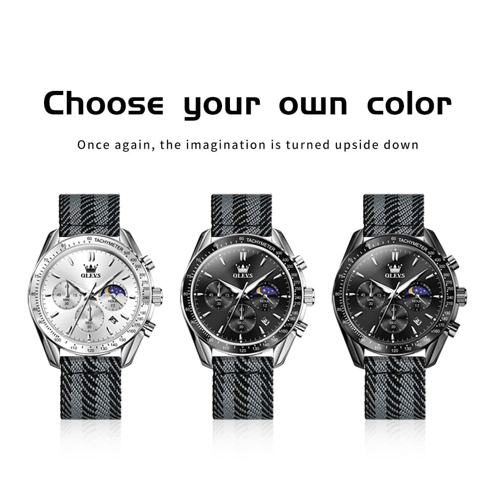 OLEVS 3630 Multifunction Nylon Quartz Watch for Men