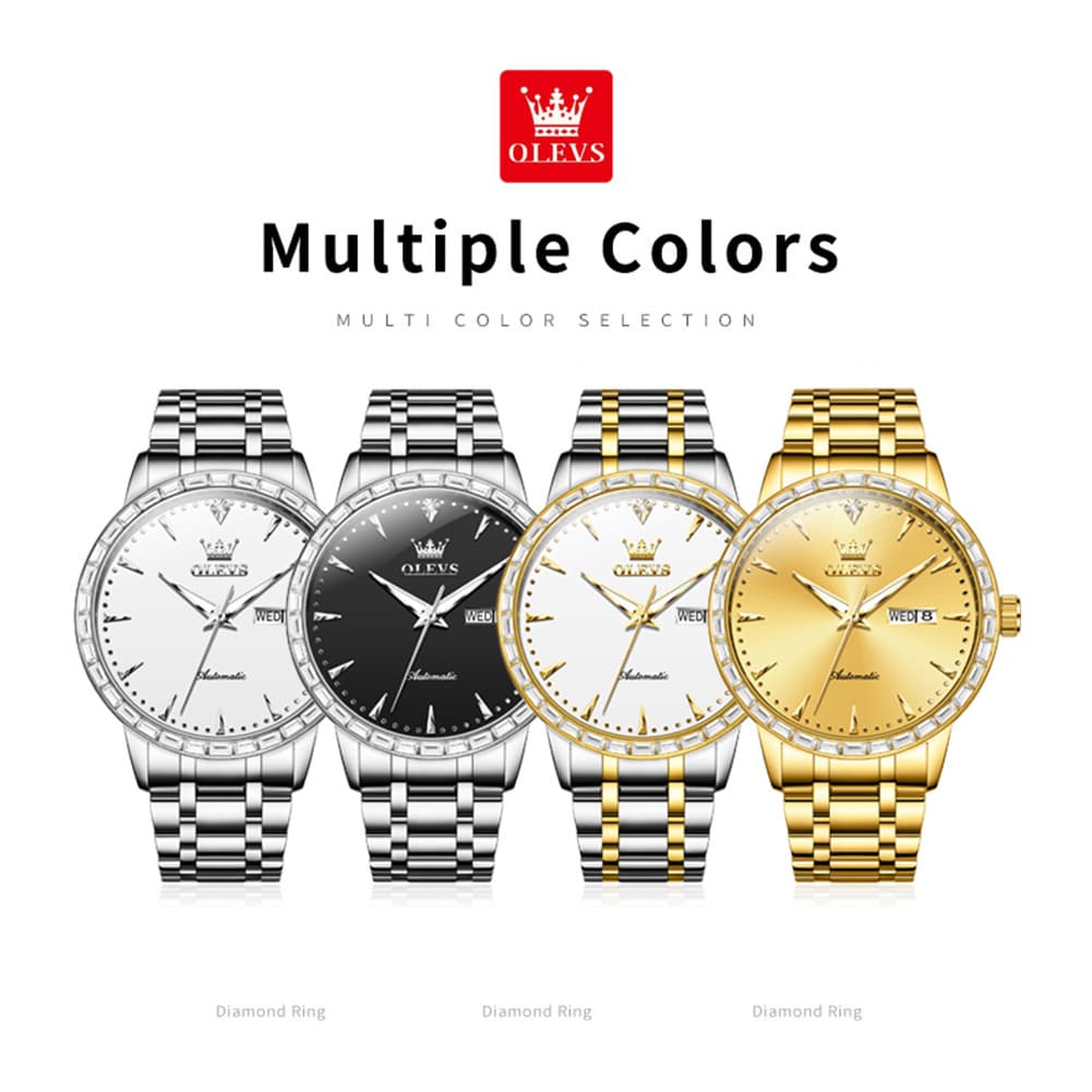 OLEVS 7019 Diamond Bezel Automatic Mechanical Watch For Men