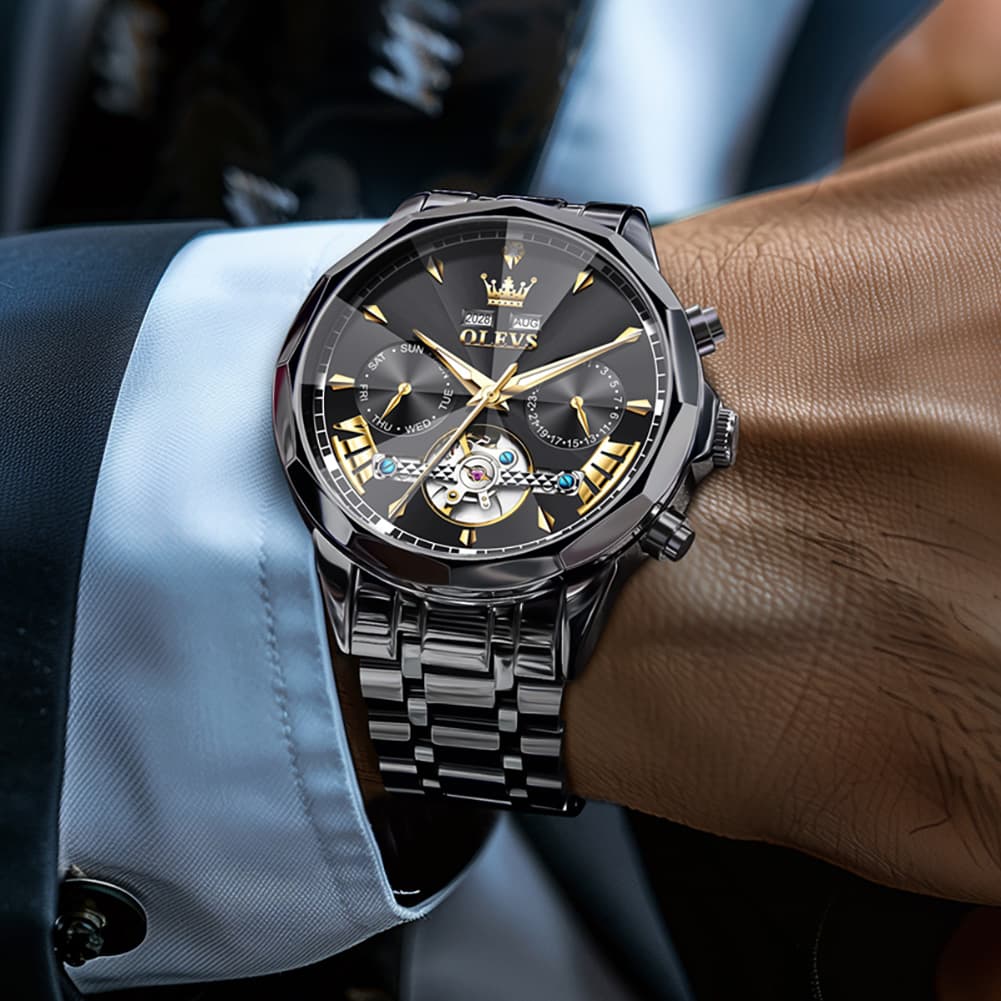 OLEVS 6619 Skeleton Mechanical Watch for Men