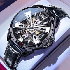 OLEVS 7051 Skeleton Racing Mechanical Watch For Men