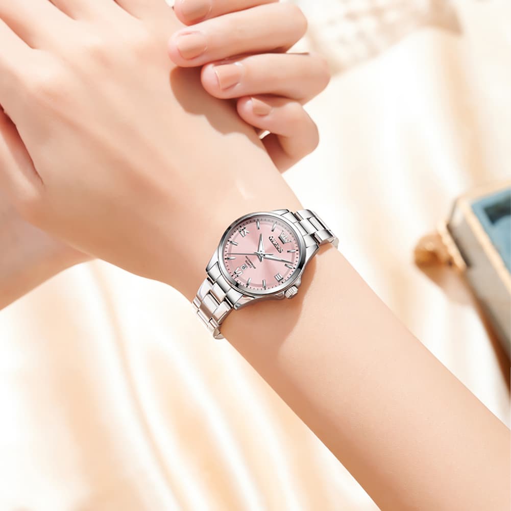 OLEVS 3668 Quartz Pastel Stainless Steel Watch For Women
