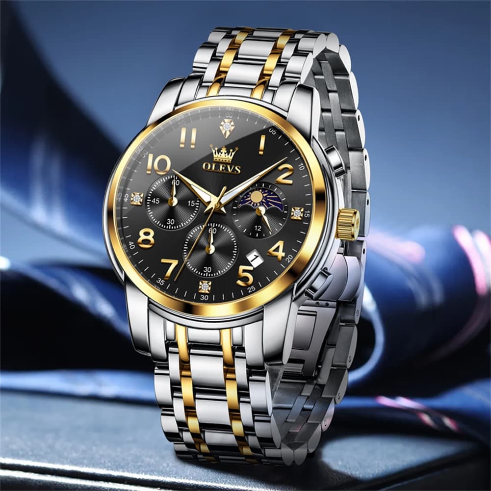 OLEVS 3628 Multifunction Moon Phase Quartz Watch for Men