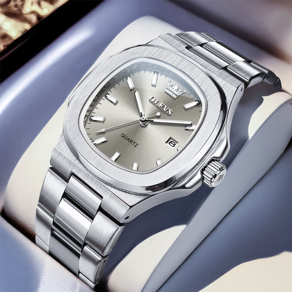 OLEVS 3696 Octagon Embossed Dial Luxury Sport Watch for Men