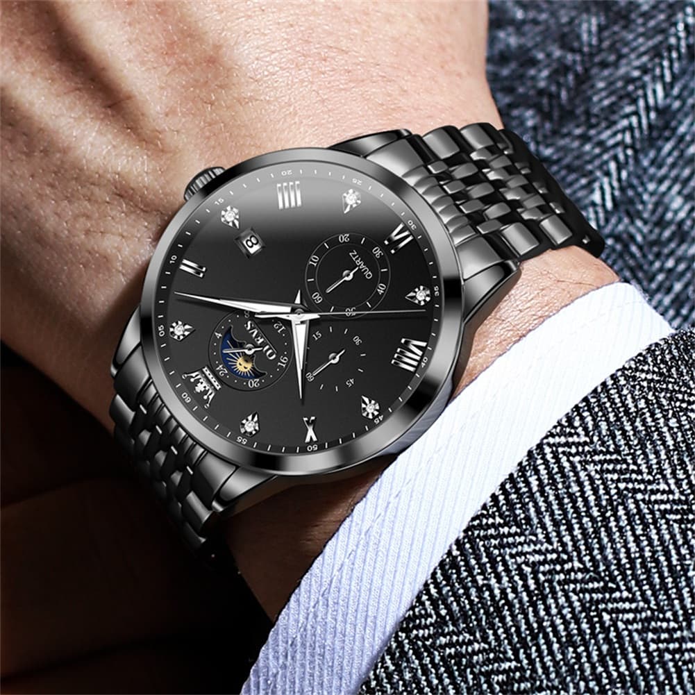 OLEVS 2925 Luminous Moon Phase Quartz Watch for Men