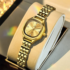 OLEVS 5888 Petite Square Watch Vintage Diamond Accent Stainless Steel Bracelet Quartz Timepiece for Women