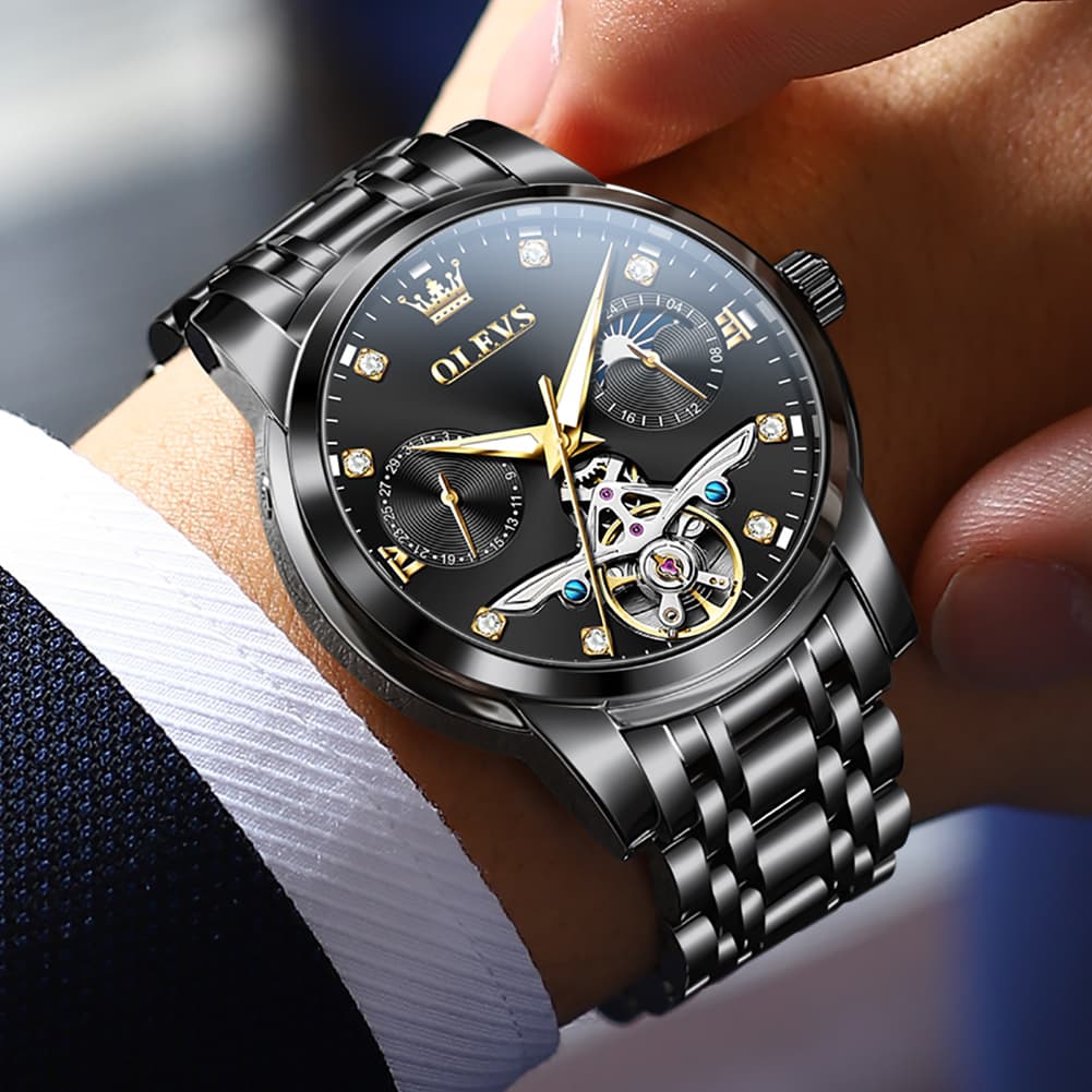 OLEVS 6703 Moon Phase Tourbillon Automatic Mechanical Watch For Men