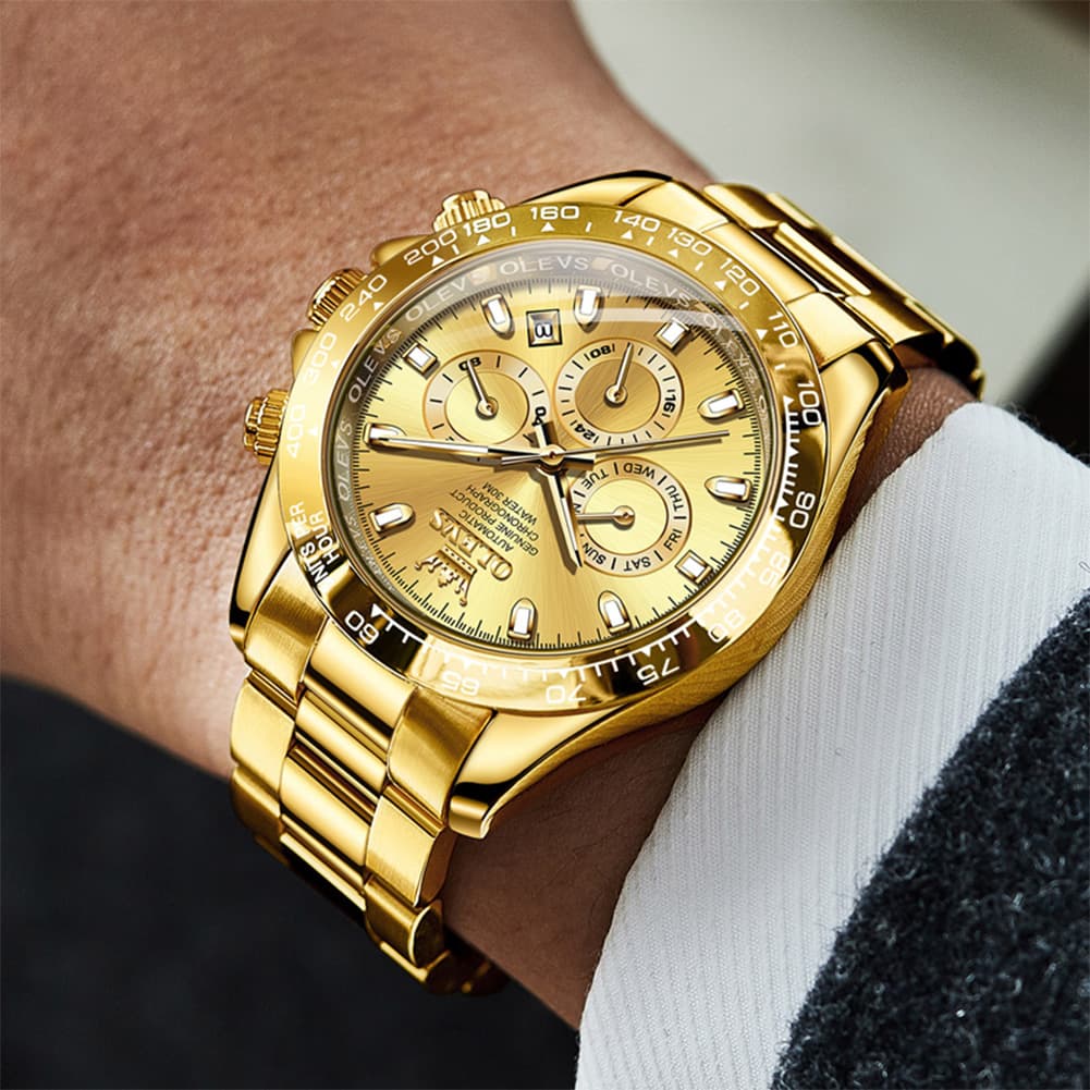 OLEVS 6638 Stainless Steel Chronograph Tachymeter Watch for Men