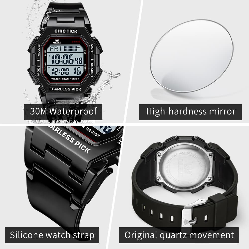 OLEVS 1119 Classic Retro Octagon Digital Sport Watch Unisex