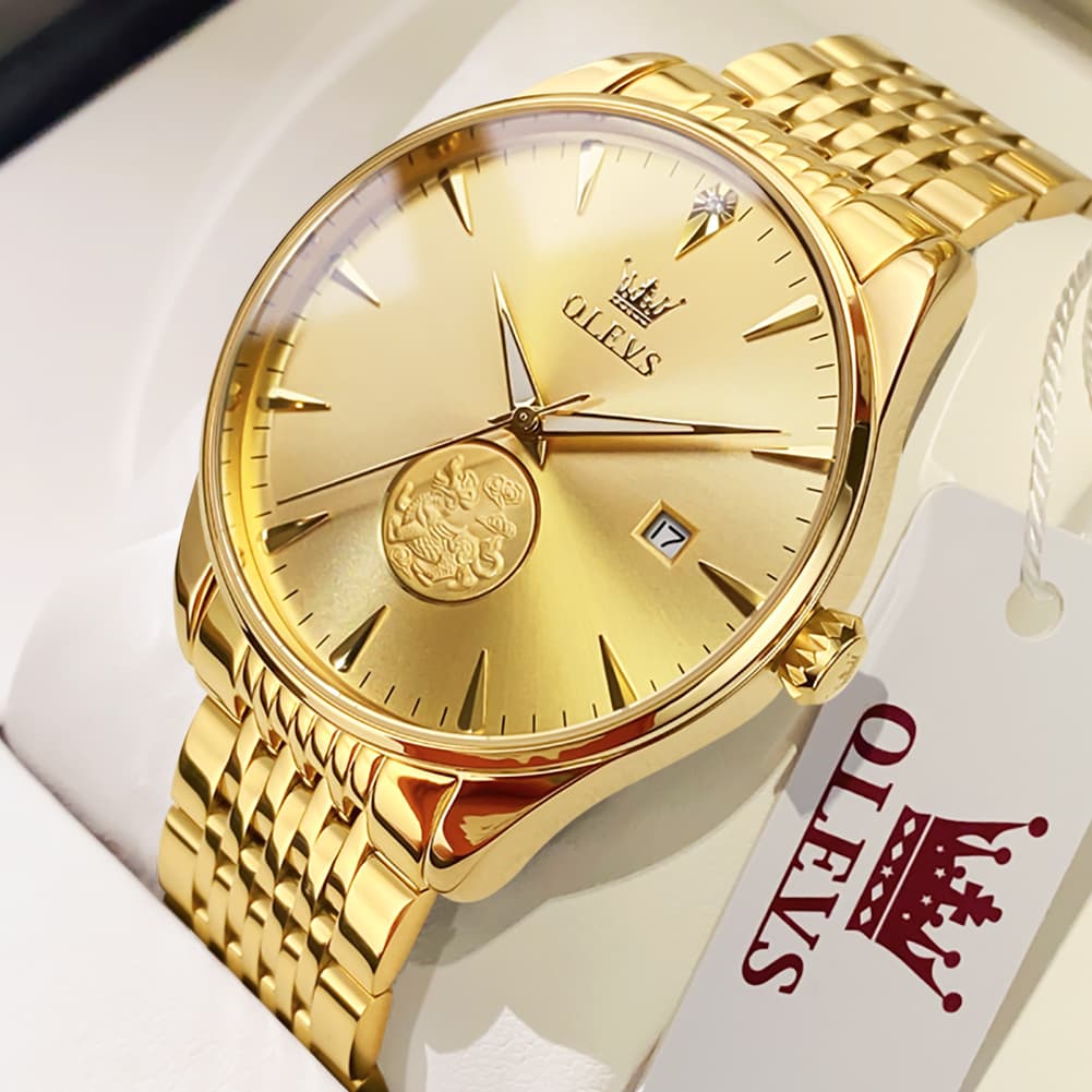OLEVS 6665 Stainless Steel Pi Xiu Lucky Mechanical Watch for Men