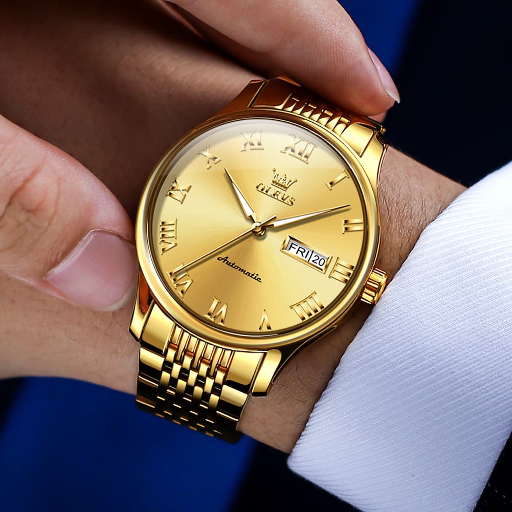 OLEVS Roman Numeral Day Date Automatic Mechanical Watch 9929 for Men