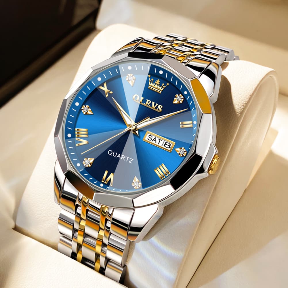 OLEVS 9931 Classic Diamond Stainless Steel Watch for Men