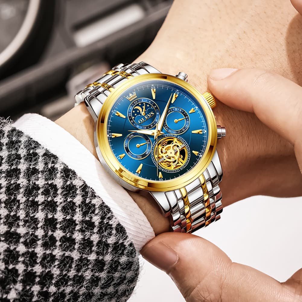 OLEVS 6746 Multi-Function Skeleton Mechanical Watch for Men