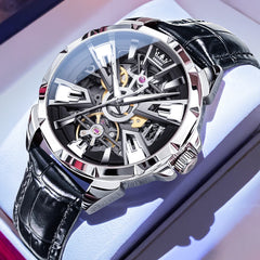 OLEVS 7051 Skeleton Racing Mechanical Watch For Men