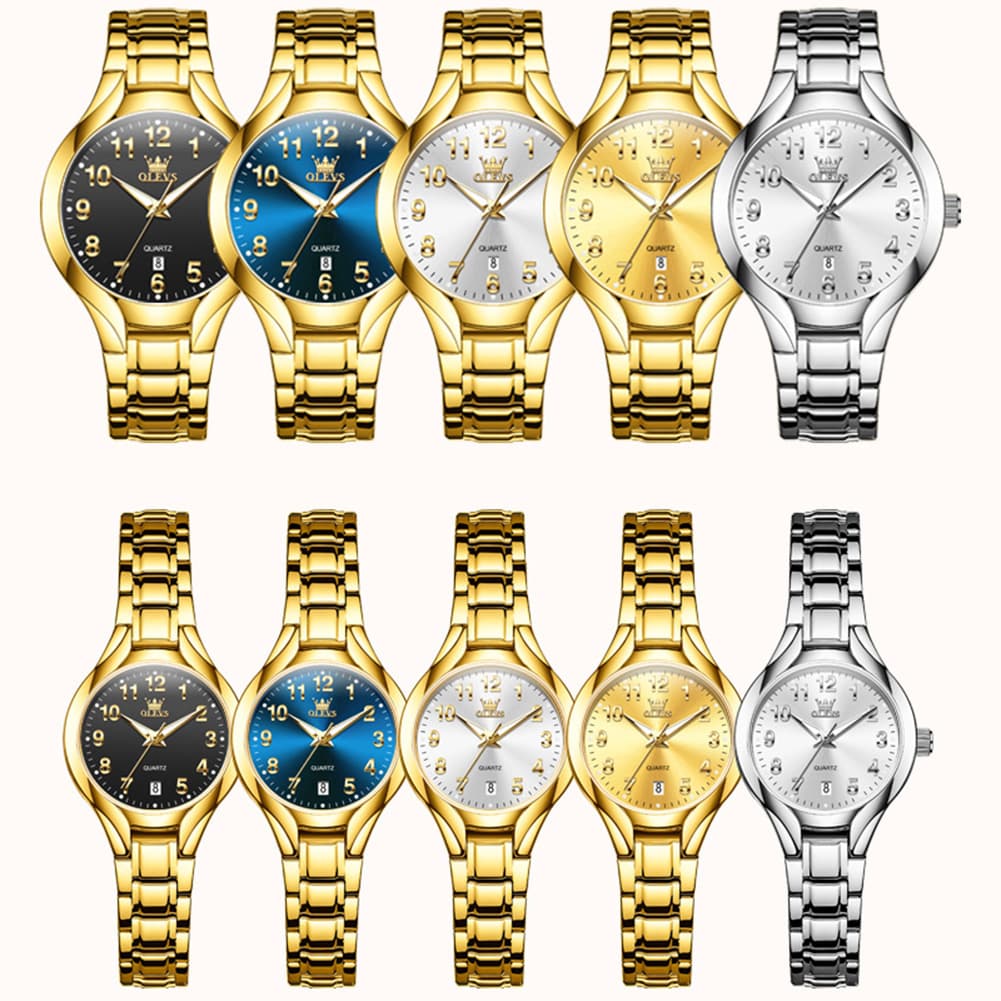 OLEVS 3650 Classic Gold Quartz Watch for Men & Women (His & Hers)