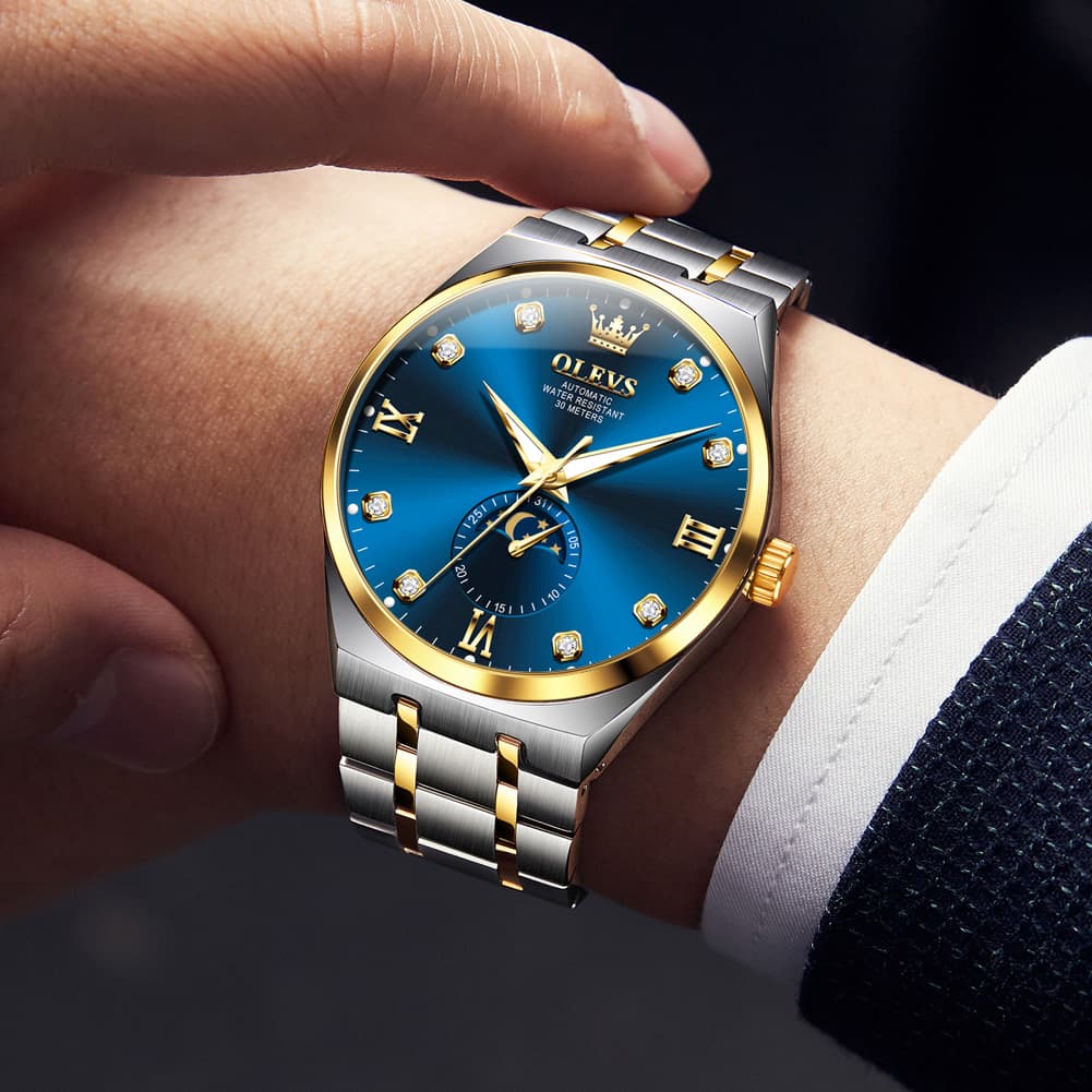 OLEVS 7069 Octagonal Moon Phase Automatic Watch For Men