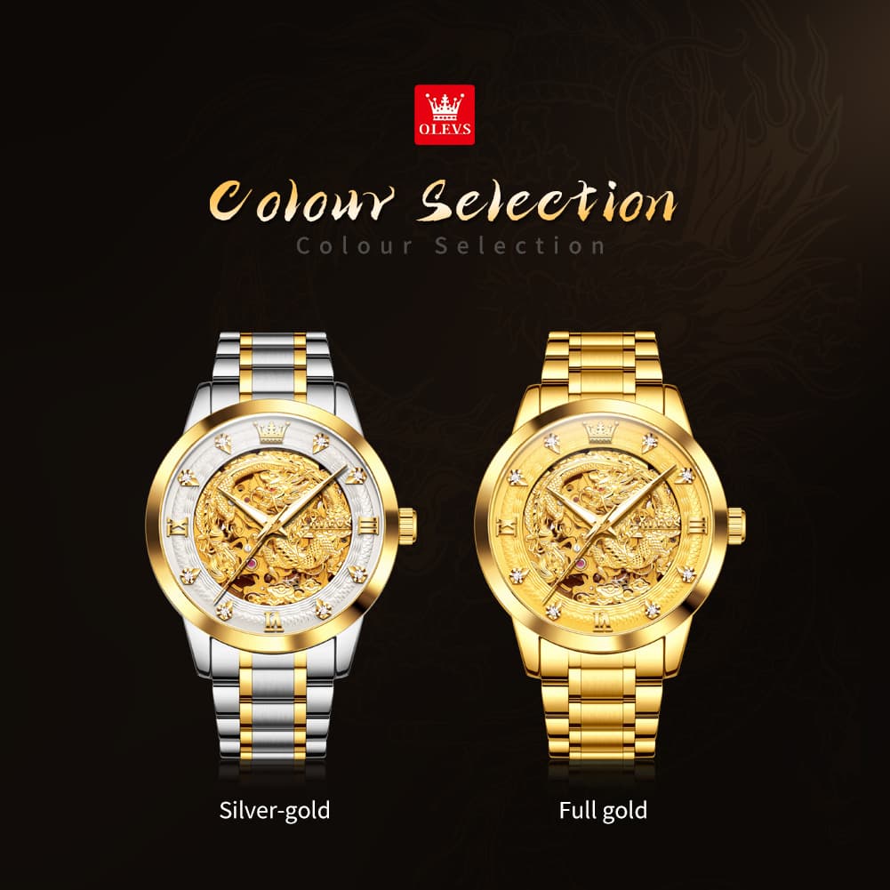 OLEVS 7027 Golden Dragon Automatic Mechanical Watch for Men