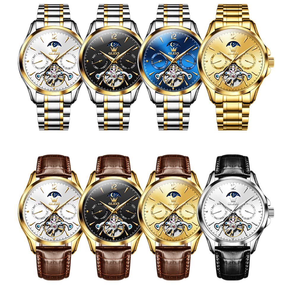 OLEVS 6663 Automatic Mechanical Moon Phase Watch for Men