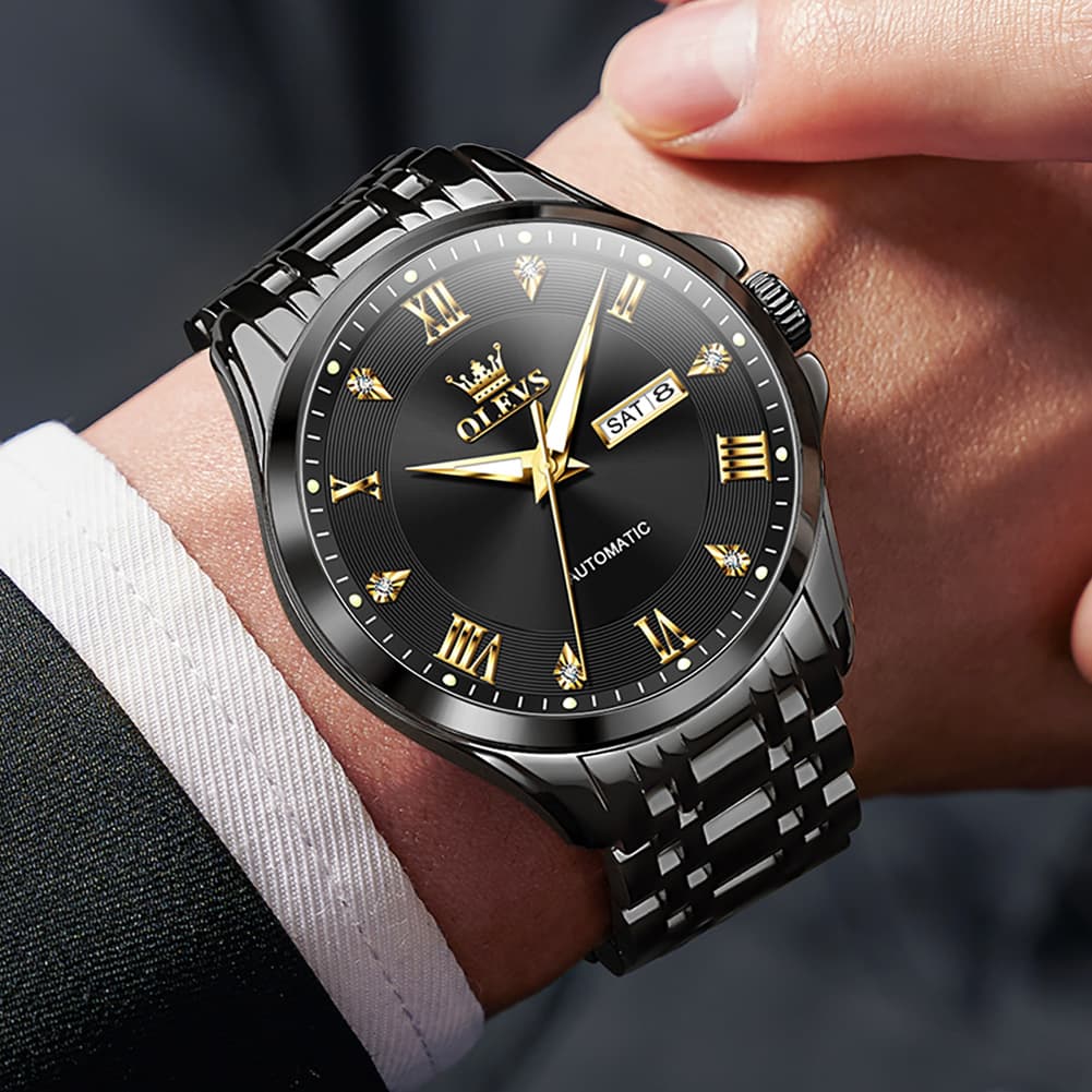 OLEVS 6702 Diamond Dial Automatic Mechanical Watch For Men
