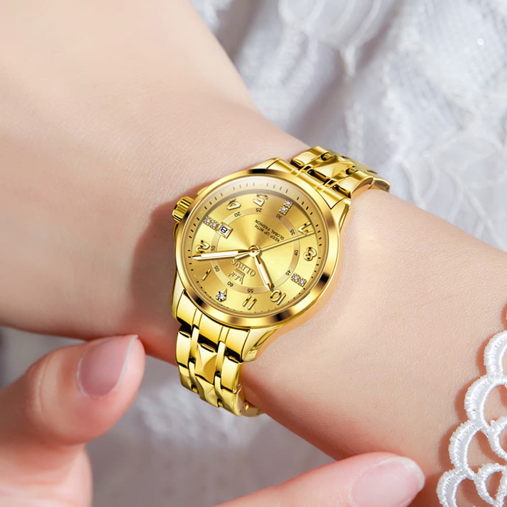 OLEVS 2910 Diamond Day Date Couples Watch Set Men Women