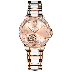 OLEVS 6656 Ceramic Mechanical Musical Note Watch for Women