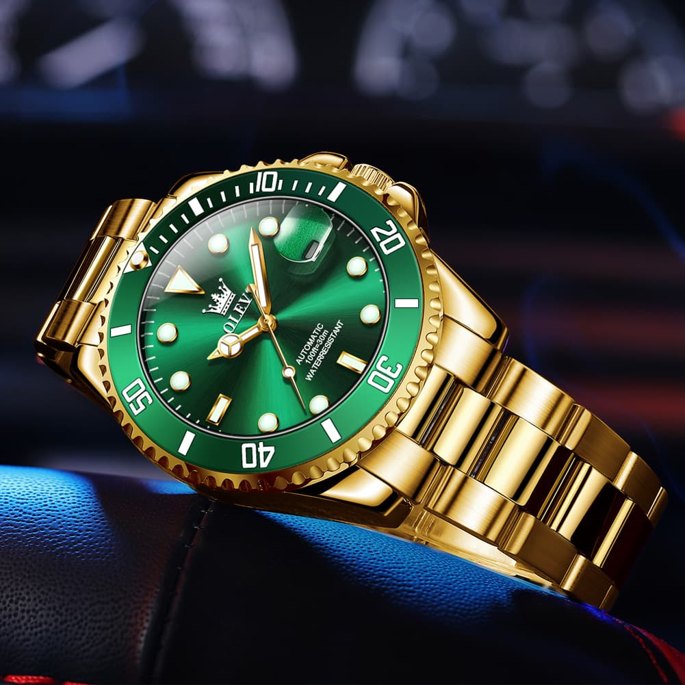 OLEVS 6650 Stainless Steel Mechanical Dive Watch for Men