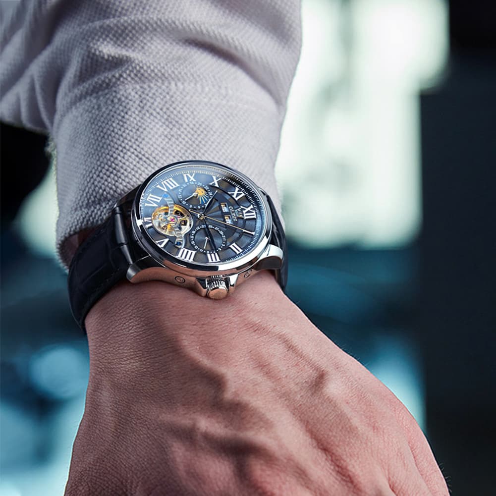 OLEVS 7013 Multi Function Sun and Moon Mechanical Watch for Men
