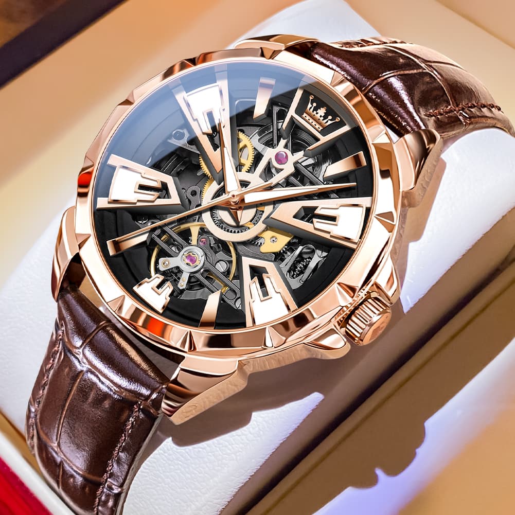 OLEVS 7051 Skeleton Racing Mechanical Watch For Men
