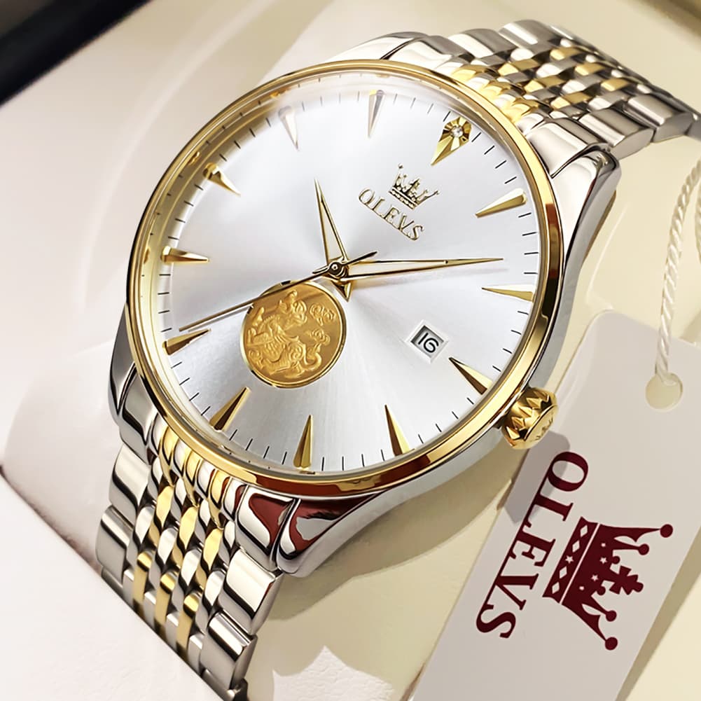 OLEVS 6665 Stainless Steel Pi Xiu Lucky Mechanical Watch for Men