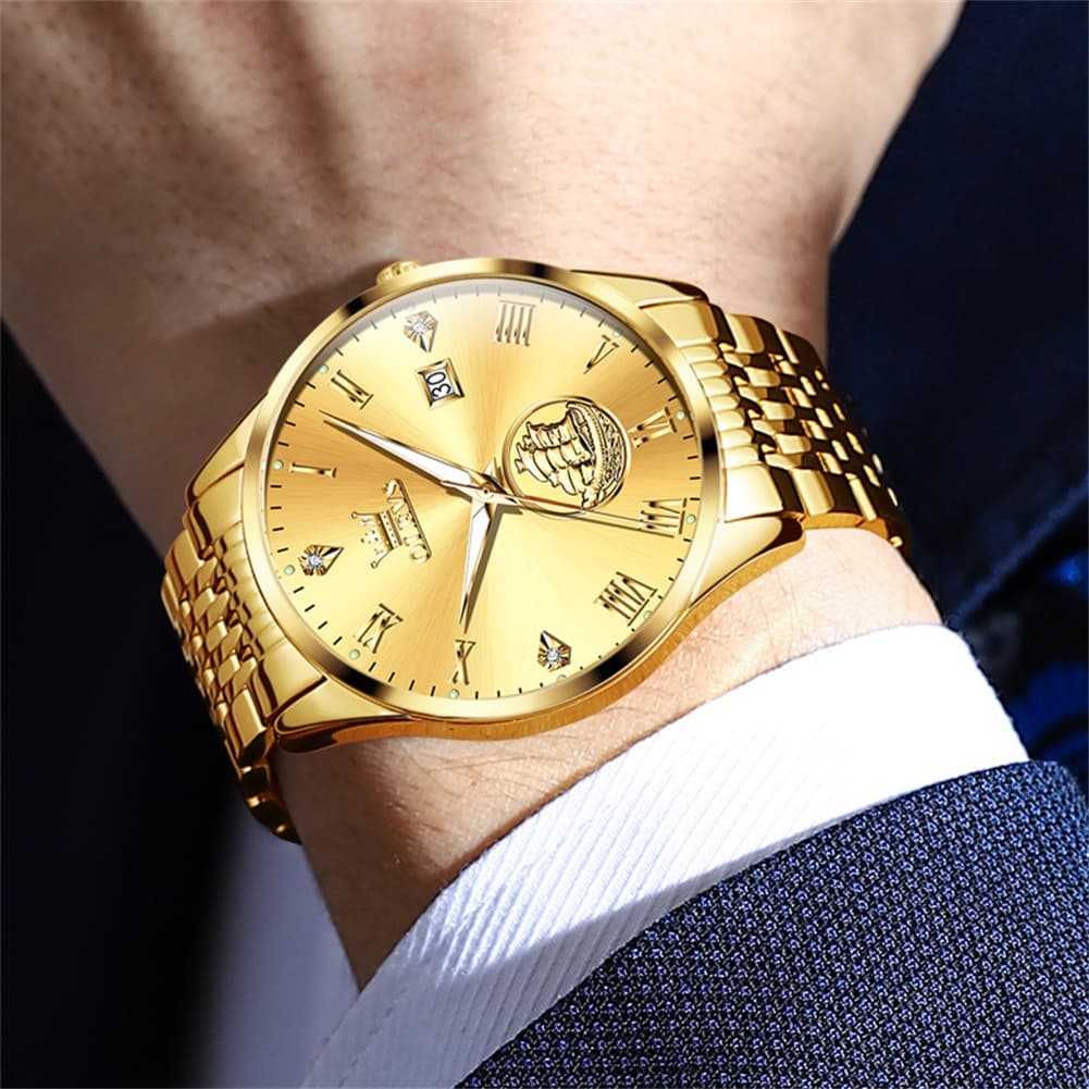 OLEVS 6696 3D Sailboat Mechanical Steel Watch for Men