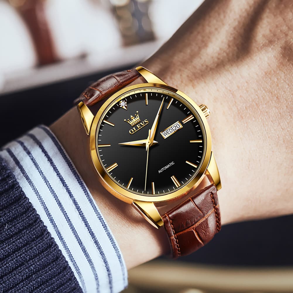 OLEVS 6629 Minimalist Day Date Mechanical Watch for Men