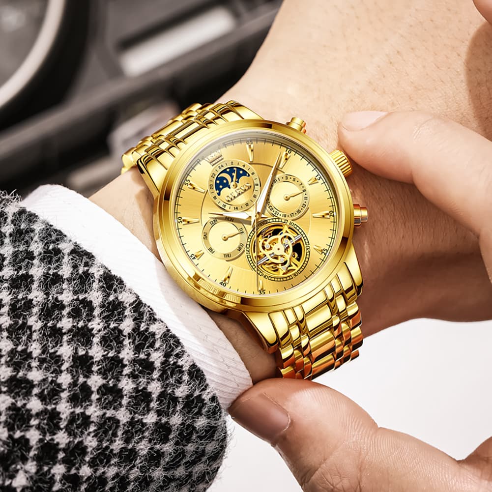 OLEVS 6746 Multi-Function Skeleton Mechanical Watch for Men
