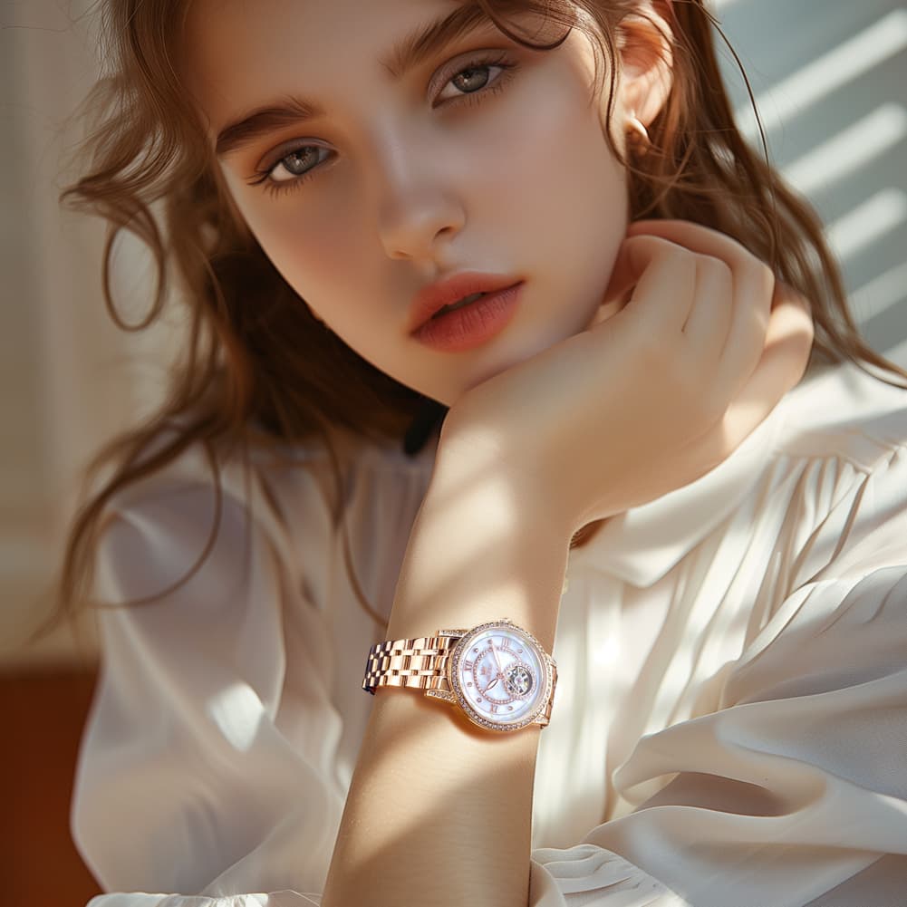OLEVS 7036 Open Heart Automatic Watch For Women
