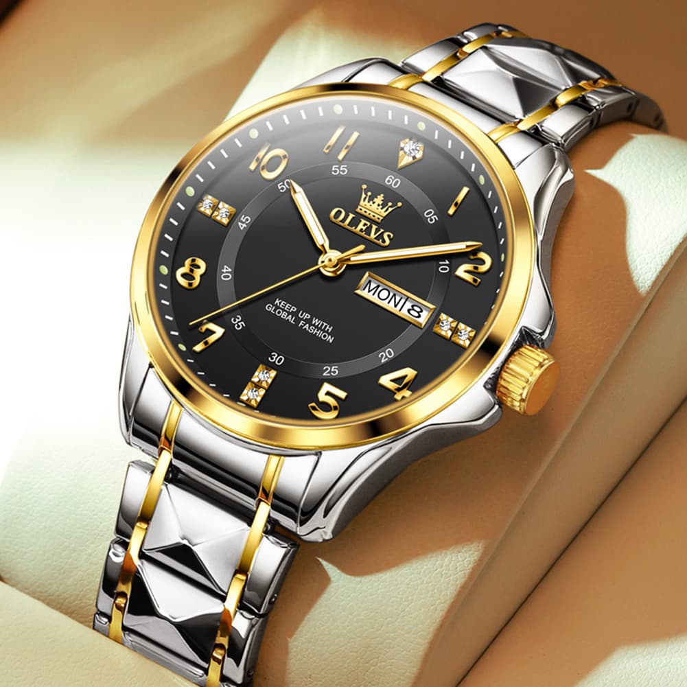 OLEVS 2910 Diamond Day Date Quartz Watch for Men