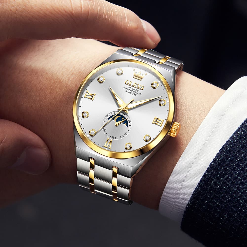 OLEVS 7069 Octagonal Moon Phase Automatic Watch For Men