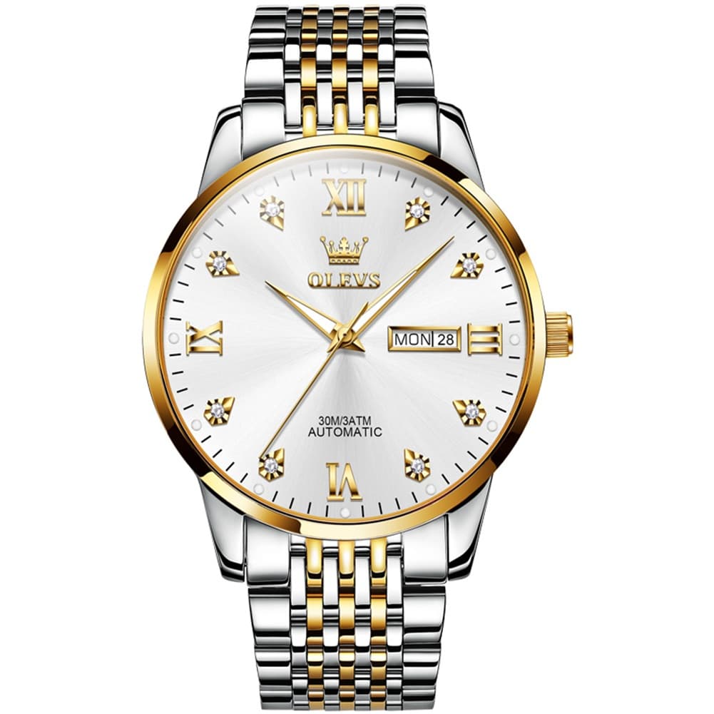 OLEVS 6673 Diamond Mechanical Stainless Steel Watch for Men