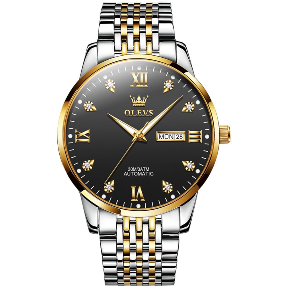 OLEVS 6673 Diamond Mechanical Stainless Steel Watch for Men