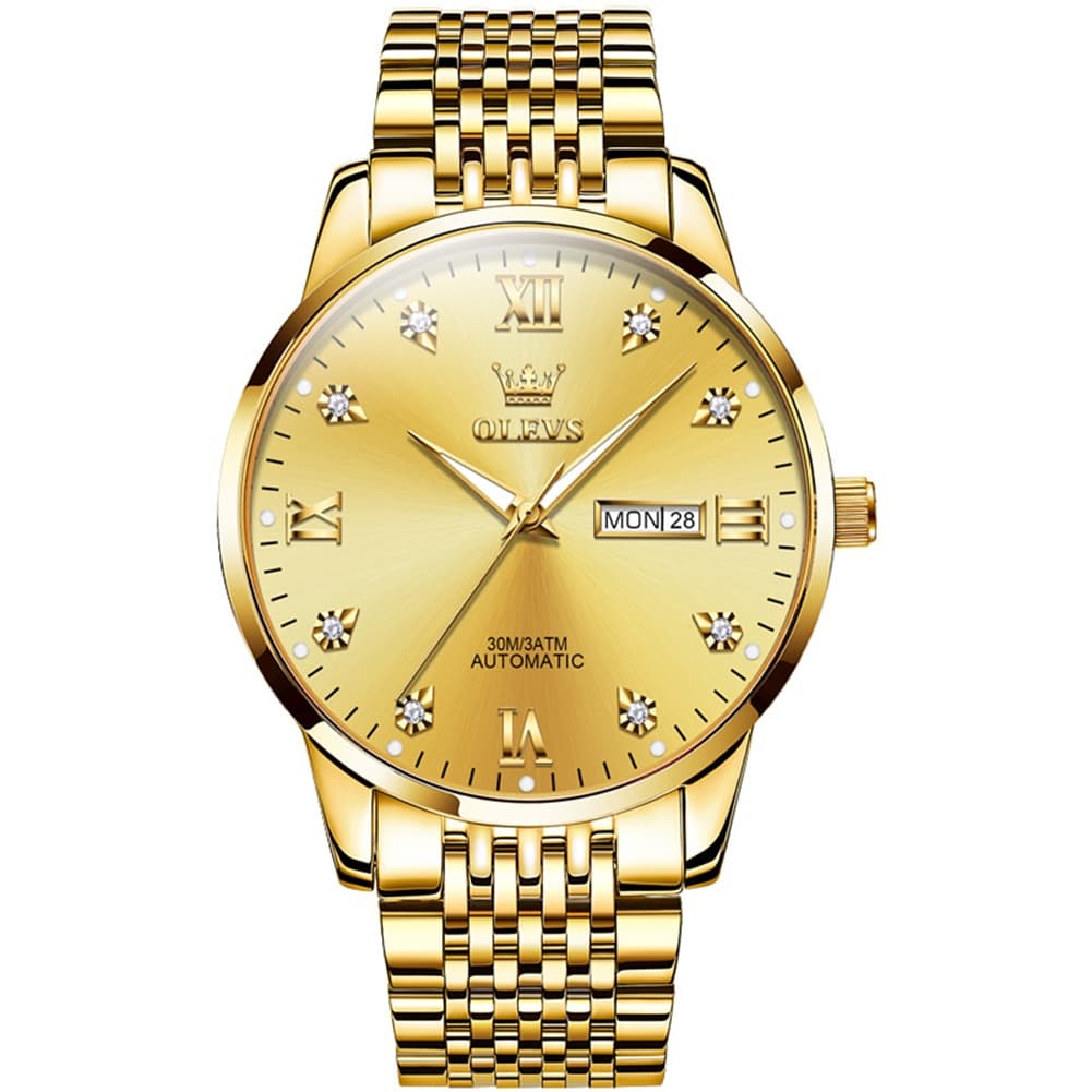 OLEVS 6673 Diamond Mechanical Stainless Steel Watch for Men