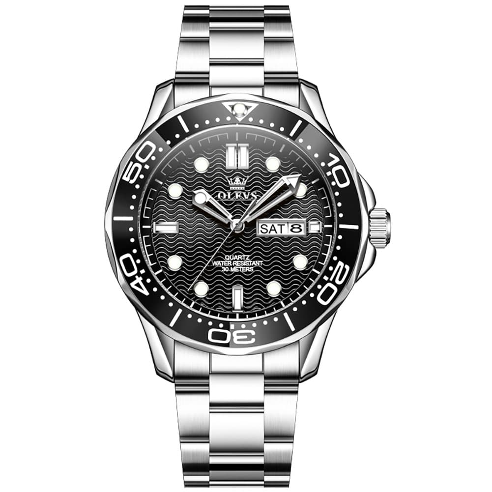 OLEVS 3738 Wave Dial Dive Style Quartz Watch for Men