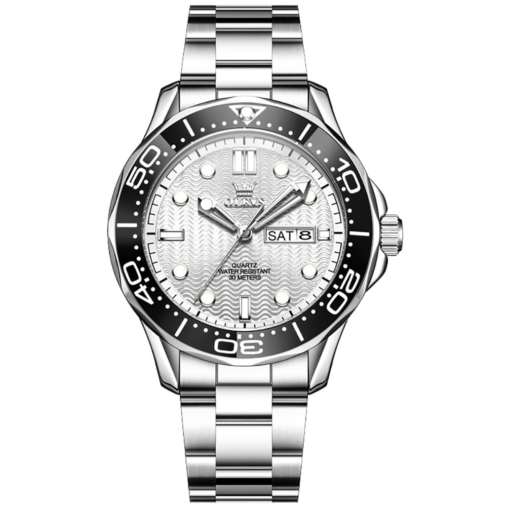 OLEVS 3738 Wave Dial Dive Style Quartz Watch for Men